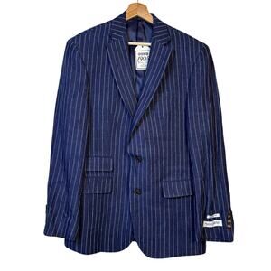 Jos A Bank Italian 100% Linen Pinstripe Sport Coat Size 42L Pante X Career NWT